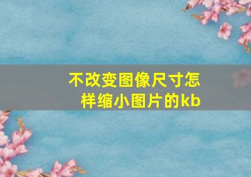 不改变图像尺寸怎样缩小图片的kb