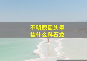 不明原因头晕挂什么科石龙