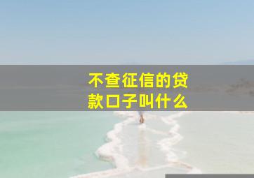 不查征信的贷款口子叫什么