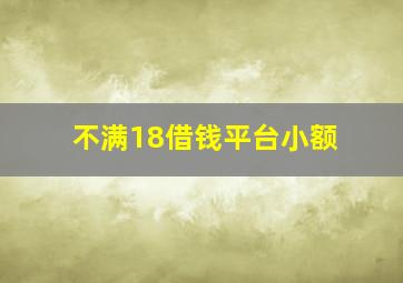 不满18借钱平台小额