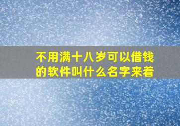 不用满十八岁可以借钱的软件叫什么名字来着