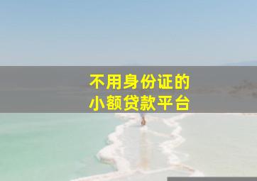 不用身份证的小额贷款平台