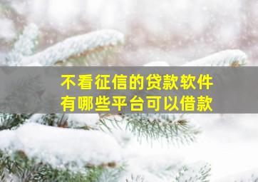 不看征信的贷款软件有哪些平台可以借款