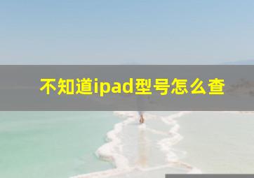 不知道ipad型号怎么查