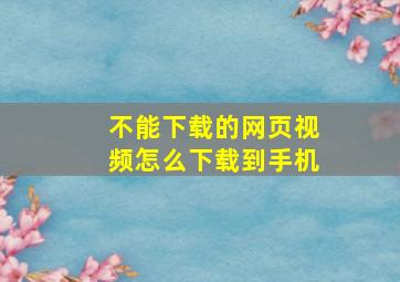 不能下载的网页视频怎么下载到手机