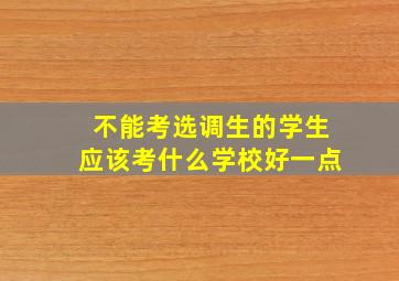 不能考选调生的学生应该考什么学校好一点