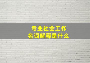 专业社会工作名词解释是什么