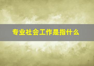 专业社会工作是指什么