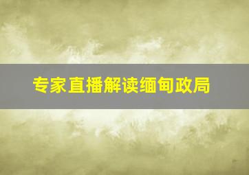 专家直播解读缅甸政局