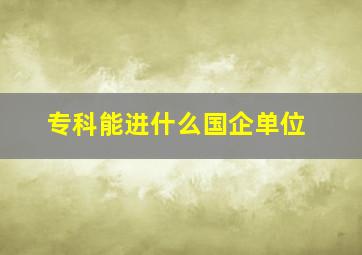 专科能进什么国企单位