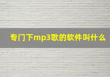 专门下mp3歌的软件叫什么