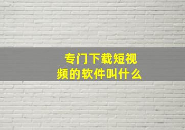 专门下载短视频的软件叫什么