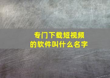 专门下载短视频的软件叫什么名字