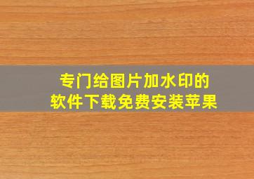 专门给图片加水印的软件下载免费安装苹果