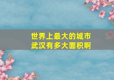 世界上最大的城市武汉有多大面积啊