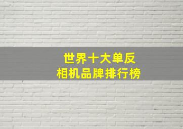 世界十大单反相机品牌排行榜