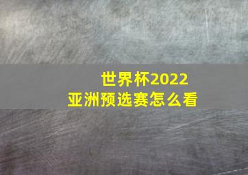 世界杯2022亚洲预选赛怎么看