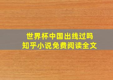 世界杯中国出线过吗知乎小说免费阅读全文