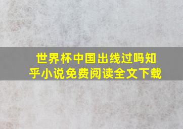 世界杯中国出线过吗知乎小说免费阅读全文下载