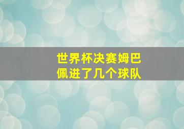 世界杯决赛姆巴佩进了几个球队