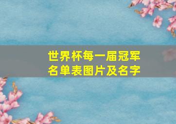 世界杯每一届冠军名单表图片及名字