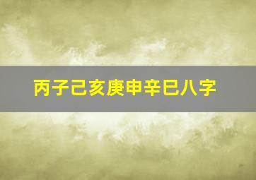 丙子己亥庚申辛巳八字