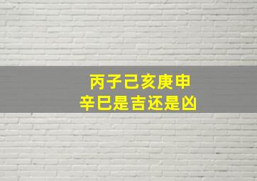 丙子己亥庚申辛巳是吉还是凶