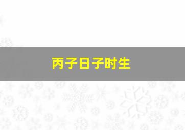 丙子日子时生