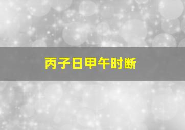 丙子日甲午时断