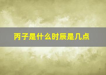 丙子是什么时辰是几点