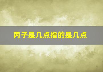 丙子是几点指的是几点