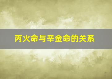 丙火命与辛金命的关系