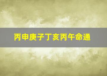 丙申庚子丁亥丙午命通