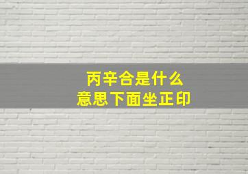 丙辛合是什么意思下面坐正印