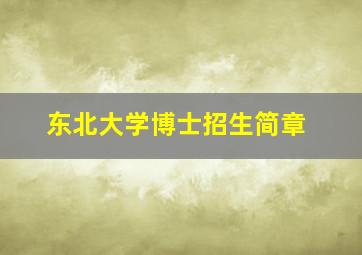 东北大学博士招生简章