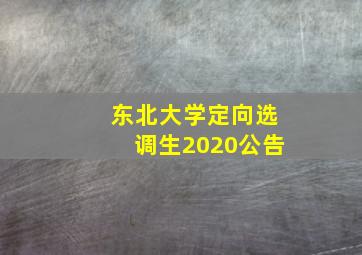 东北大学定向选调生2020公告