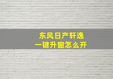 东风日产轩逸一键升窗怎么开