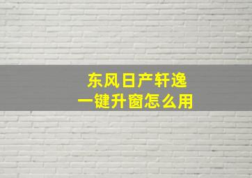 东风日产轩逸一键升窗怎么用