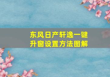 东风日产轩逸一键升窗设置方法图解