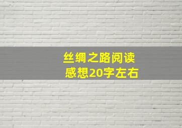 丝绸之路阅读感想20字左右