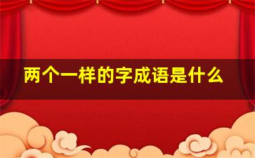 两个一样的字成语是什么