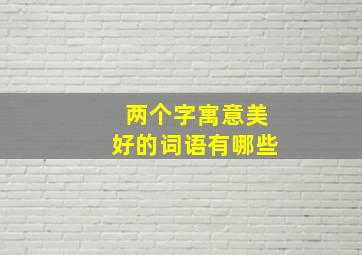 两个字寓意美好的词语有哪些