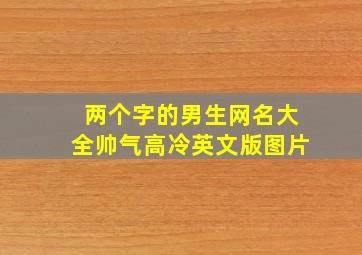 两个字的男生网名大全帅气高冷英文版图片