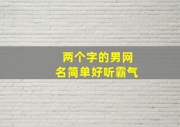 两个字的男网名简单好听霸气