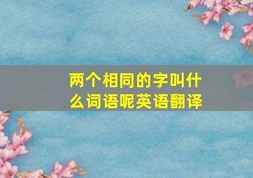 两个相同的字叫什么词语呢英语翻译