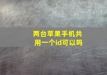 两台苹果手机共用一个id可以吗