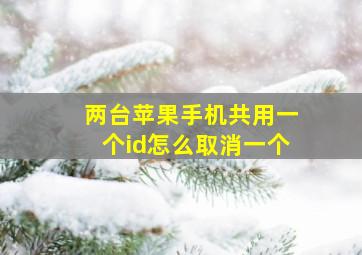 两台苹果手机共用一个id怎么取消一个