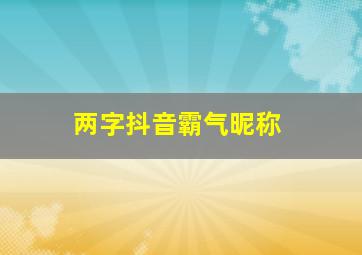 两字抖音霸气昵称