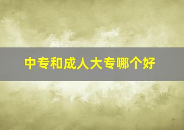 中专和成人大专哪个好