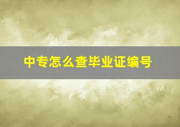 中专怎么查毕业证编号